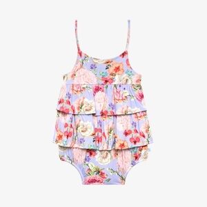 Posh Peanut Bellamy print tiered bubble‎ romper 6-12 months